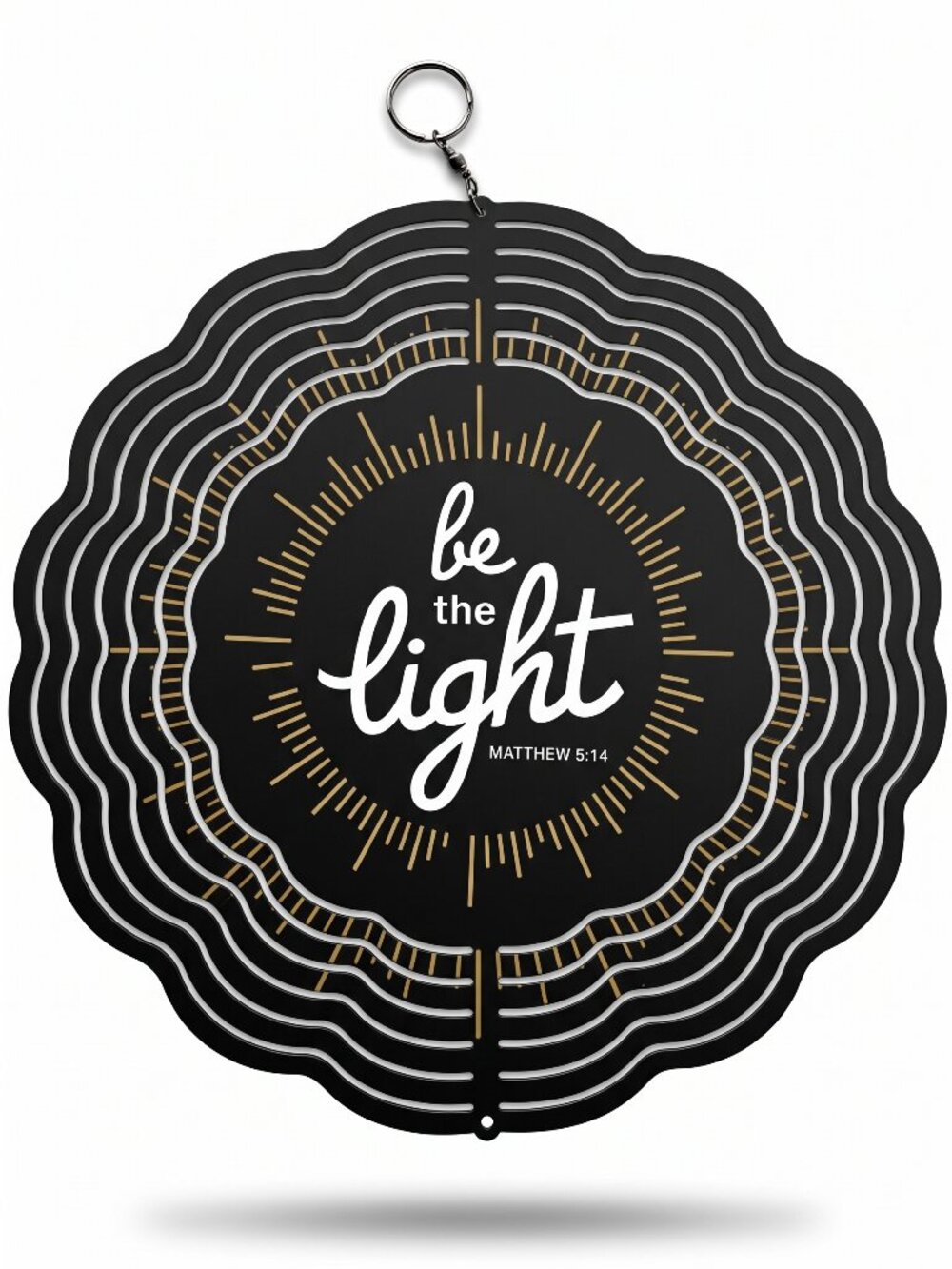 10" Be The Light Matthew 5:14 Kinetic Wind Spinner - Black Hanging Yard Decor